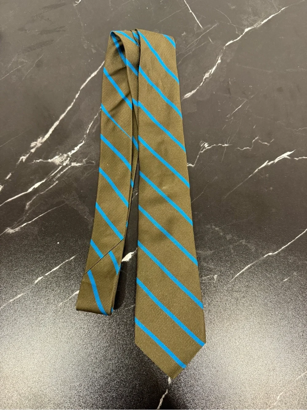 LN Crewcuts jcrew 100% Silk Striped Tie Green Blue Twill Boys teen Christmas